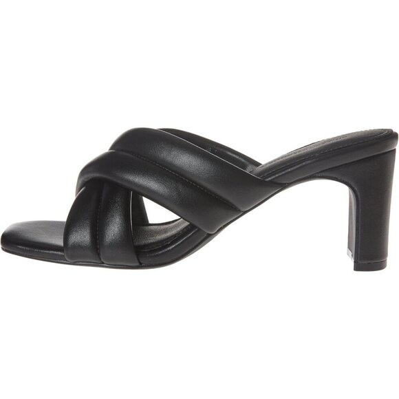 🆕Women's Crossover Heeled Sandal Pump Black Faux Leather, Stylish & Chic - Picture 5 of 8